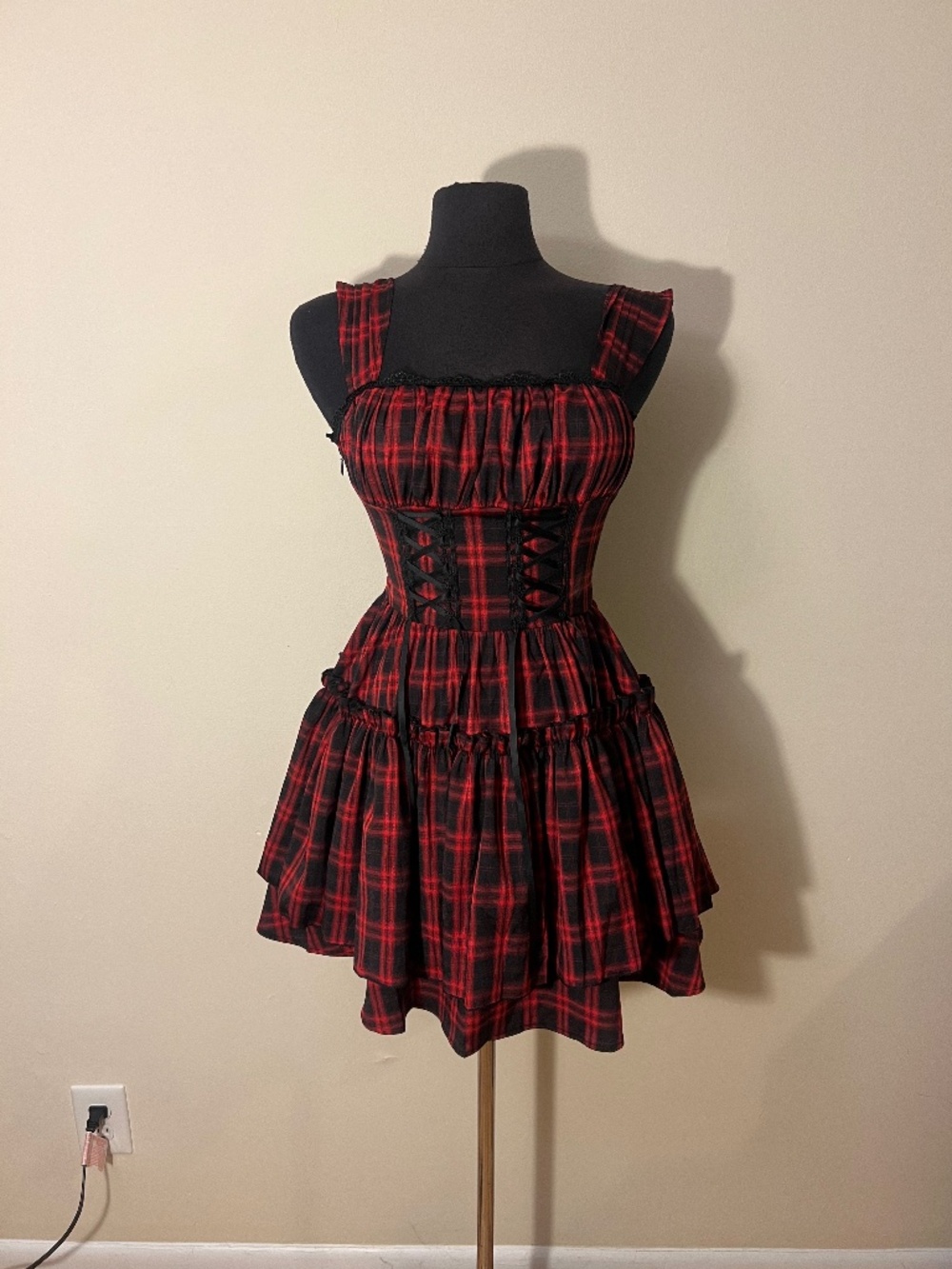 Dark in Love Gothic Plaid Mini Dress